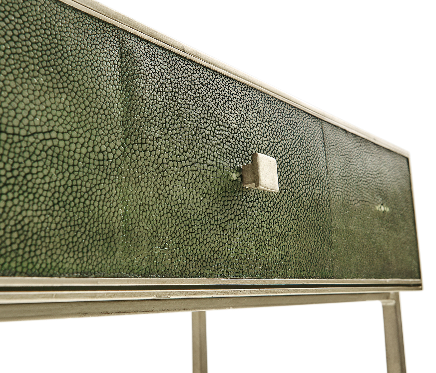 Green Faux Shagreen & Silver Console