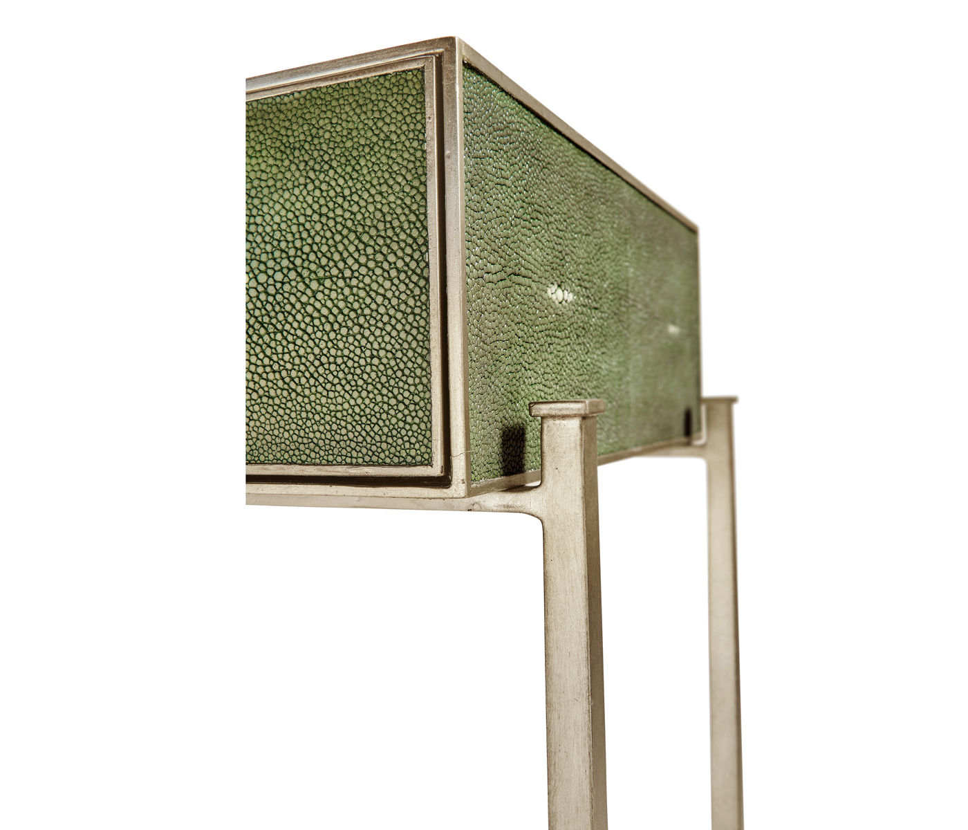 Green Faux Shagreen & Silver Console