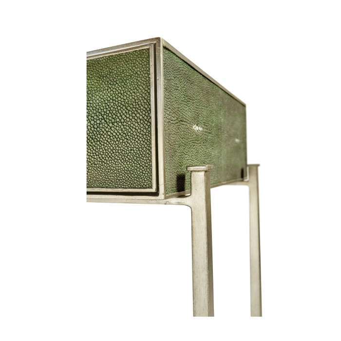Green Faux Shagreen & Silver Console