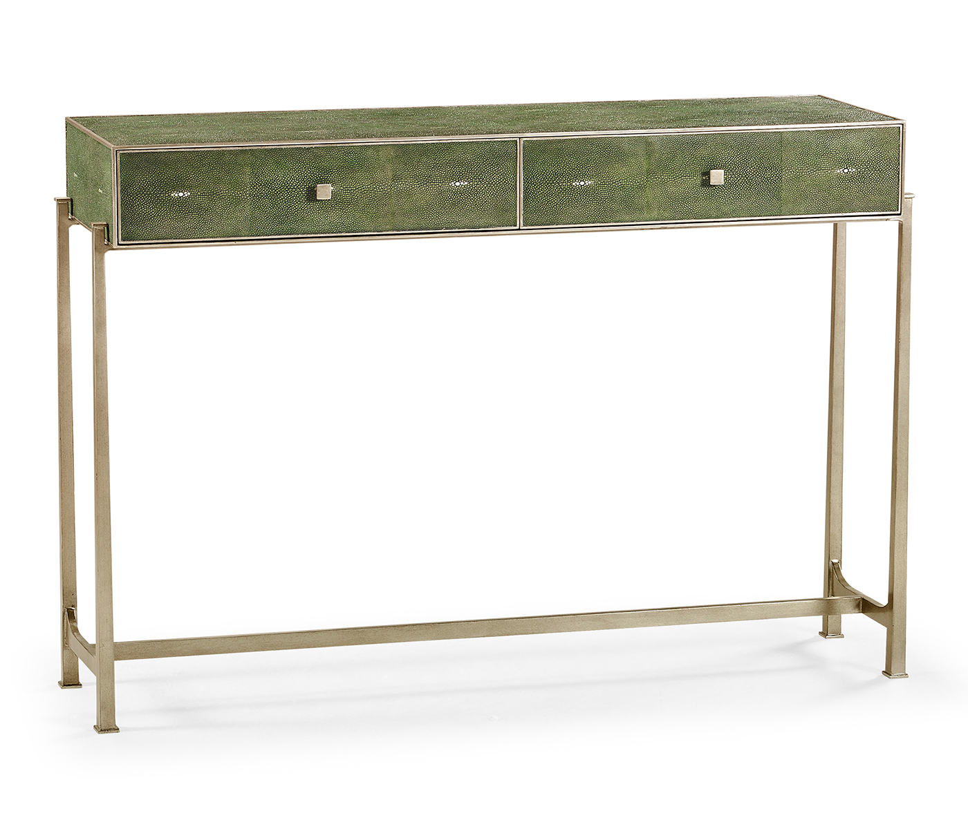 Green Faux Shagreen & Silver Console
