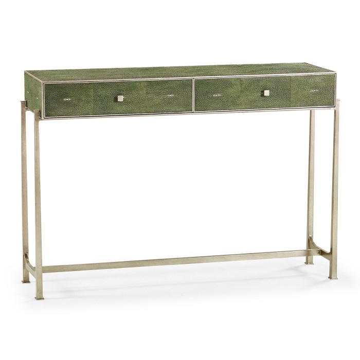 Green Faux Shagreen & Silver Console