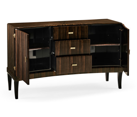 Rectangular Curved Art Deco Macassar Ebony High Lustre Sideboard