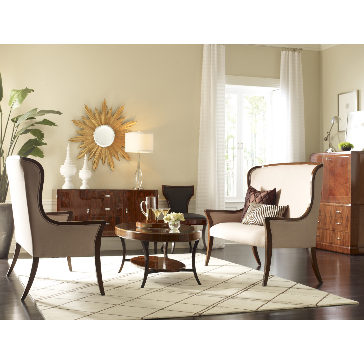 Art Deco High Lustre Curved Sideboard 