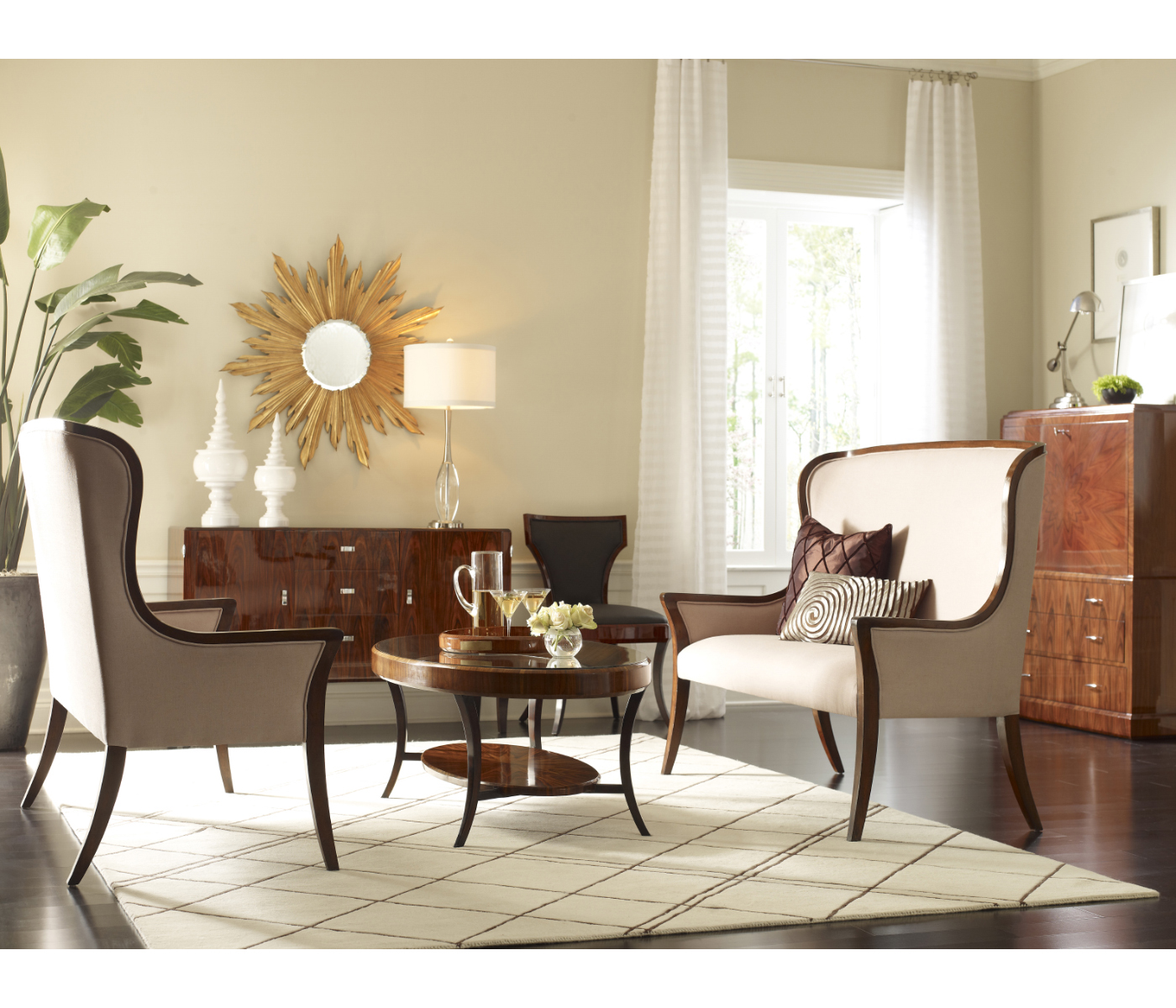 Art Deco Satin Curved Sideboard 