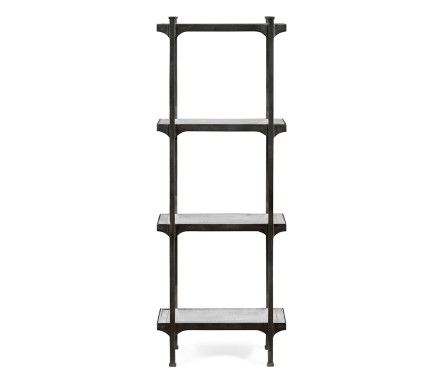 Églomisé & Bronze Iron Narrow Four-Tier Étagère