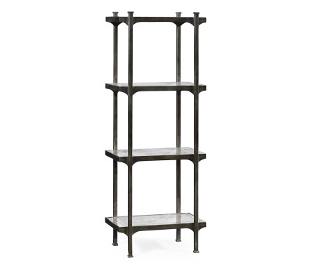 Églomisé & Bronze Iron Narrow Four-Tier Étagère
