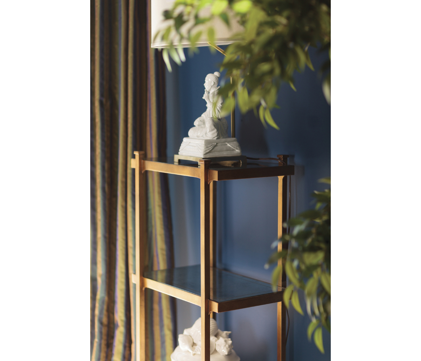 Églomisé & Bronze Iron Narrow Four-Tier Étagère