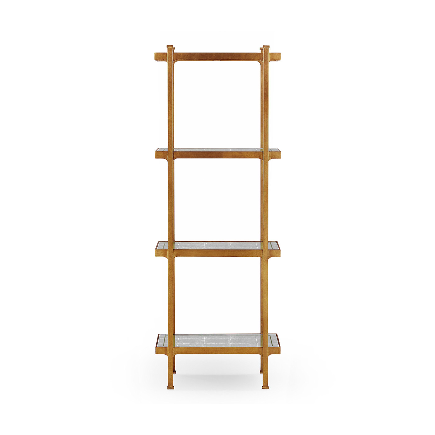 Églomisé & Gilded Iron Narrow Four-Tier Étagère