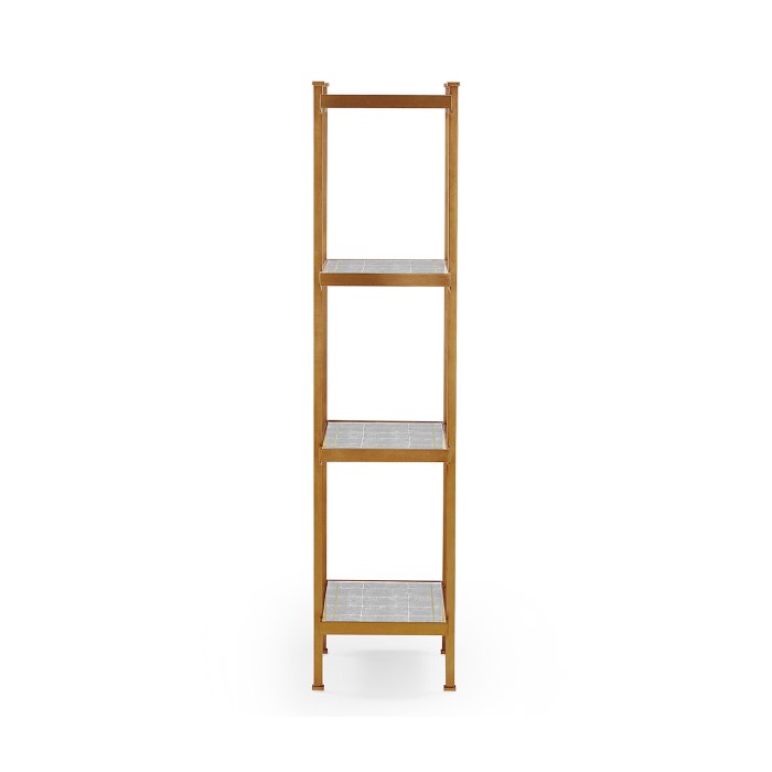 Églomisé & Gilded Iron Narrow Four-Tier Étagère