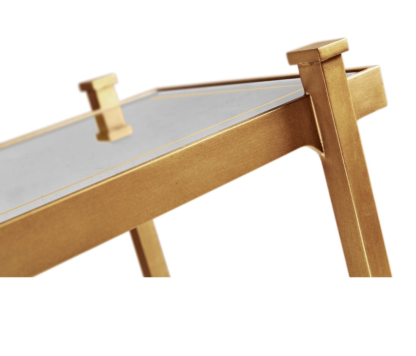 Églomisé & Gilded Iron Narrow Four-Tier Étagère