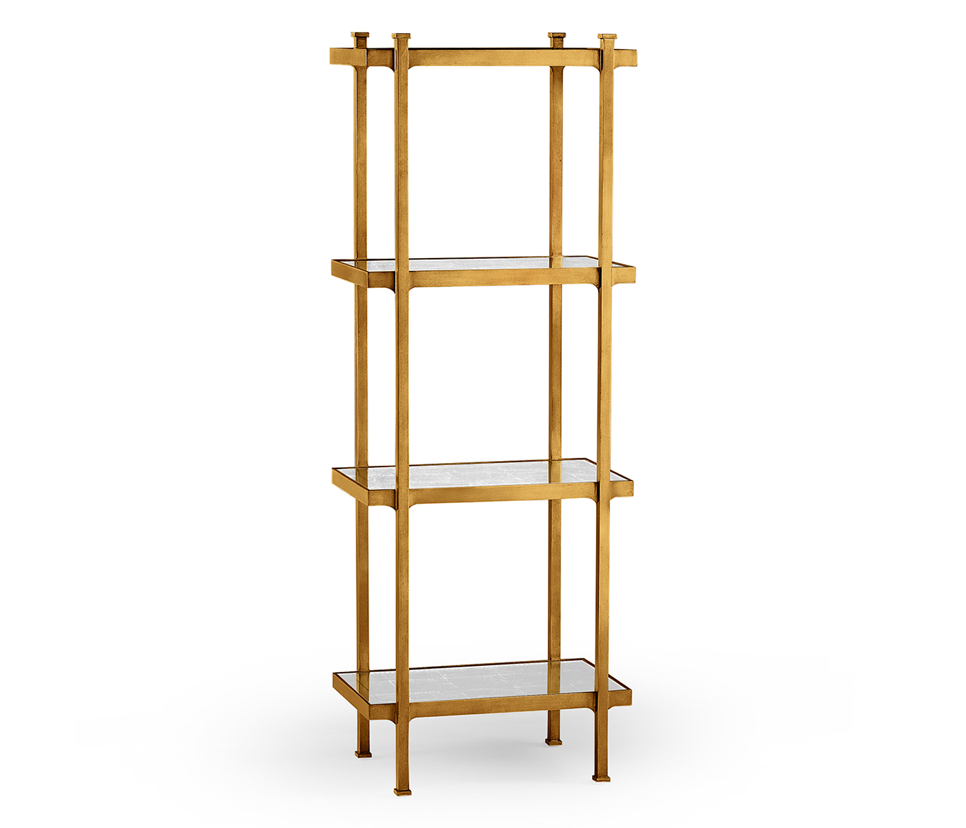 Églomisé & Gilded Iron Narrow Four-Tier Étagère