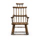 Dark Oak Windsor Style Rocking Arm Chair with A Studded Dark Antique Chestnut Leather Seat