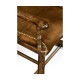 Dark Oak Windsor Style Rocking Arm Chair with A Studded Dark Antique Chestnut Leather Seat