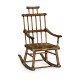 Dark Oak Windsor Style Rocking Arm Chair with A Studded Dark Antique Chestnut Leather Seat