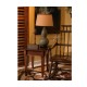 Dark Oak Windsor Style Rocking Arm Chair with A Studded Dark Antique Chestnut Leather Seat