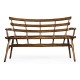 Dark Oak Bench with a Studded Dark Antique Chestnut Leather Seat