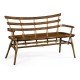 Dark Oak Bench with a Studded Dark Antique Chestnut Leather Seat