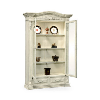 French Provincial Dusty White Glazed China Cabinet