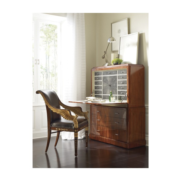 Art Deco High Lustre Secretaire with Brass