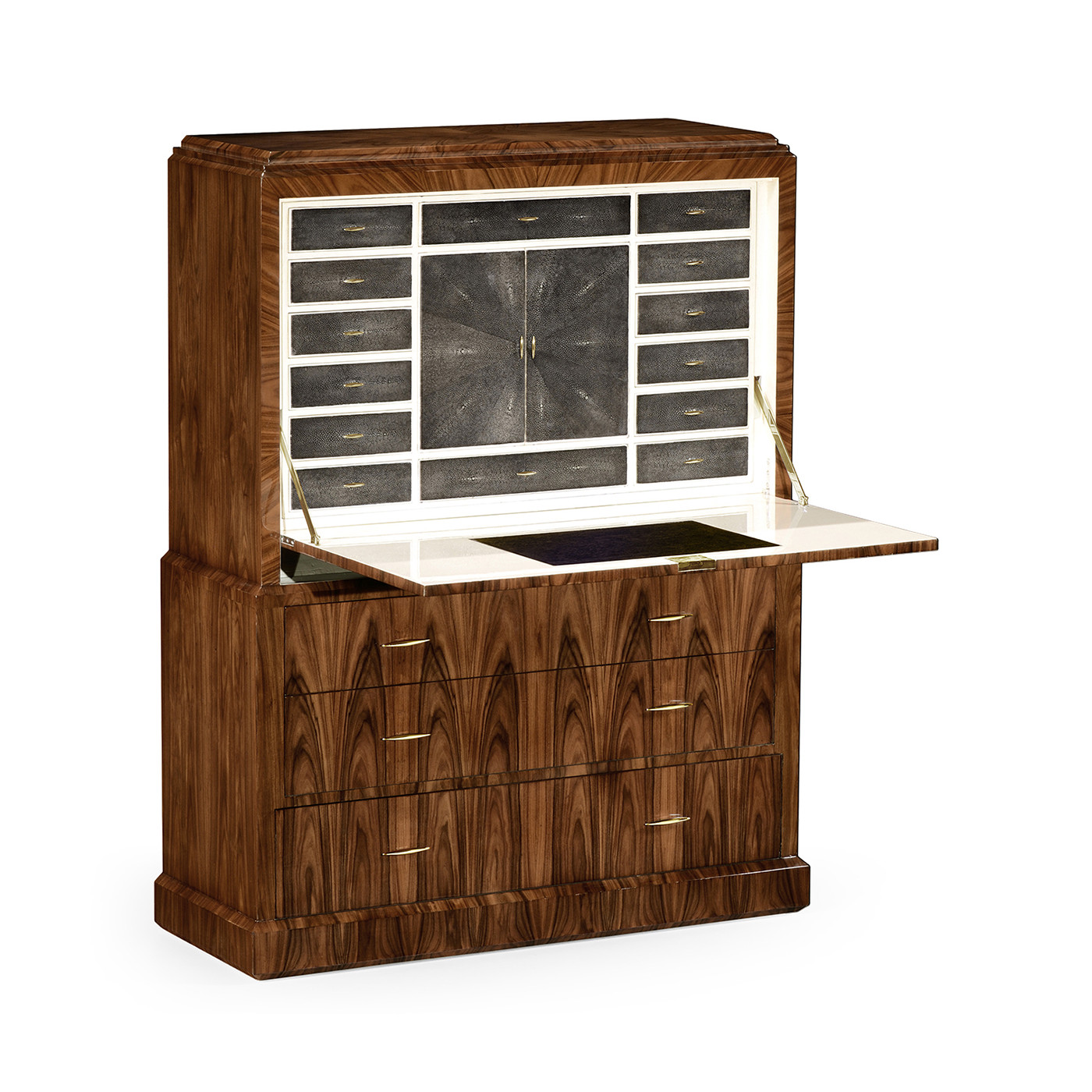 Art Deco Satin Secretaire with Brass