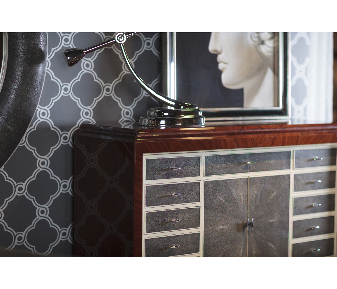 Art Deco Satin Secretaire with Brass