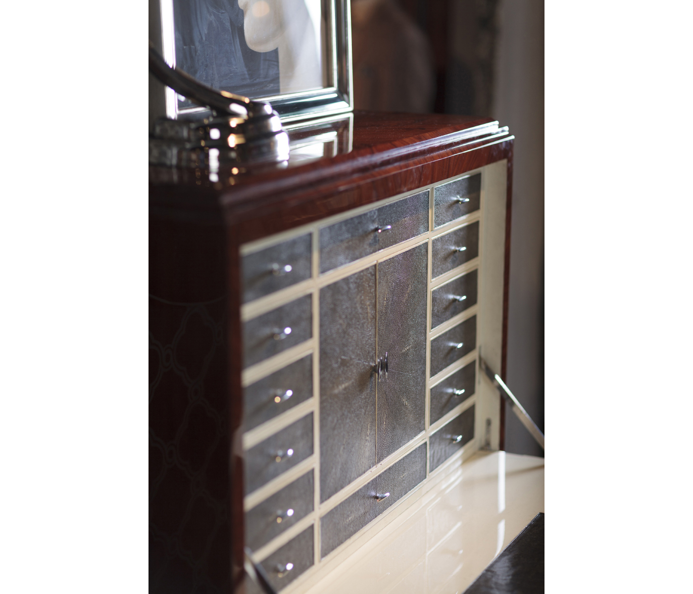 Art Deco Satin Secretaire with Brass