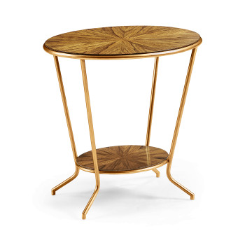 Argentinian walnut veneered oval side table