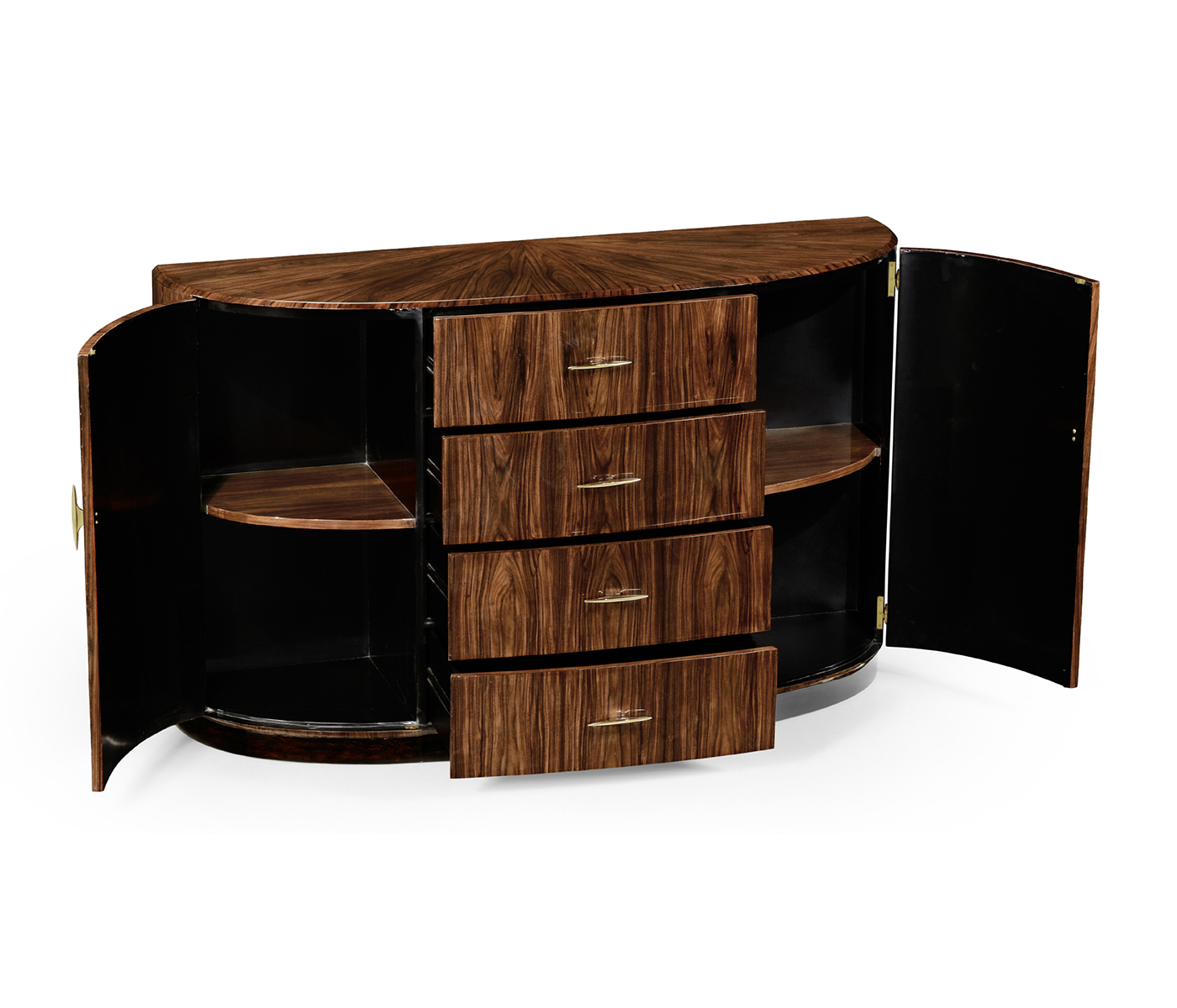 Art Deco Satin Demilune Sideboard with Brass