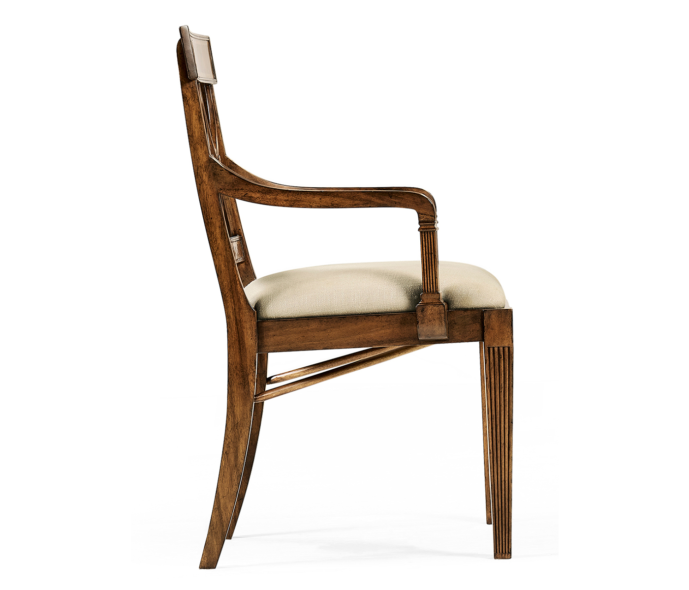 Regency Crotch Walnut Curved Back Arm Chair