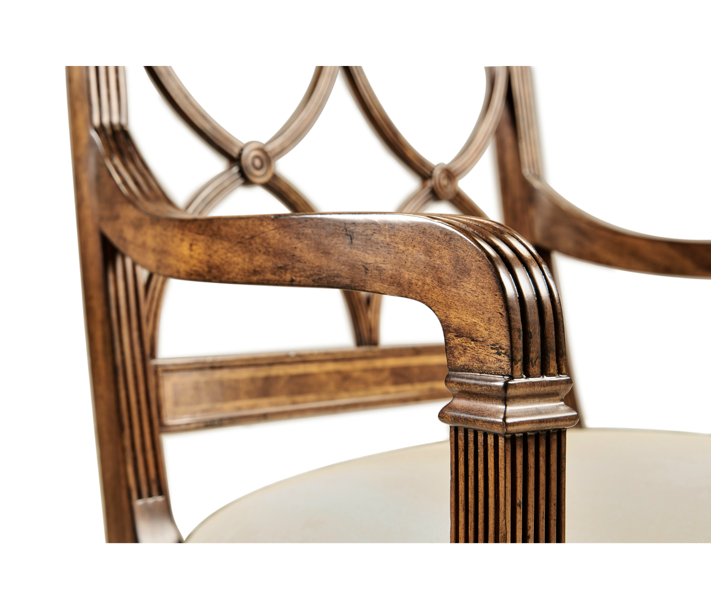 Regency Crotch Walnut Curved Back Arm Chair