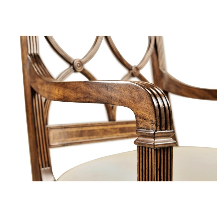 Regency Crotch Walnut Curved Back Arm Chair