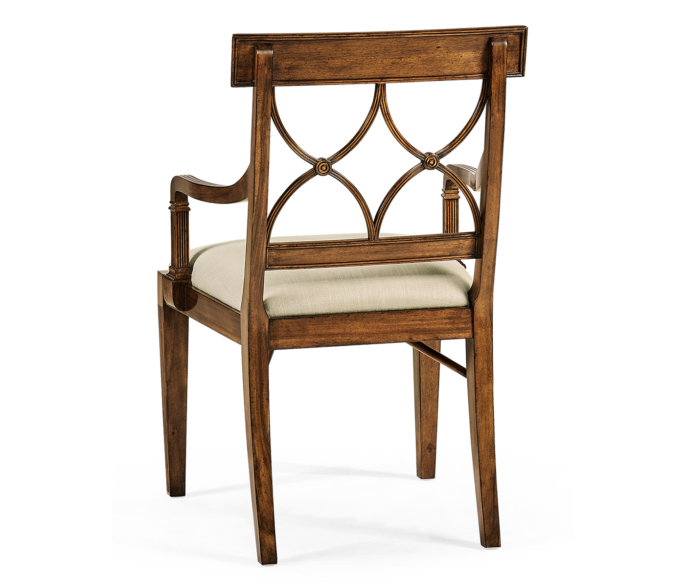 Regency Crotch Walnut Curved Back Arm Chair