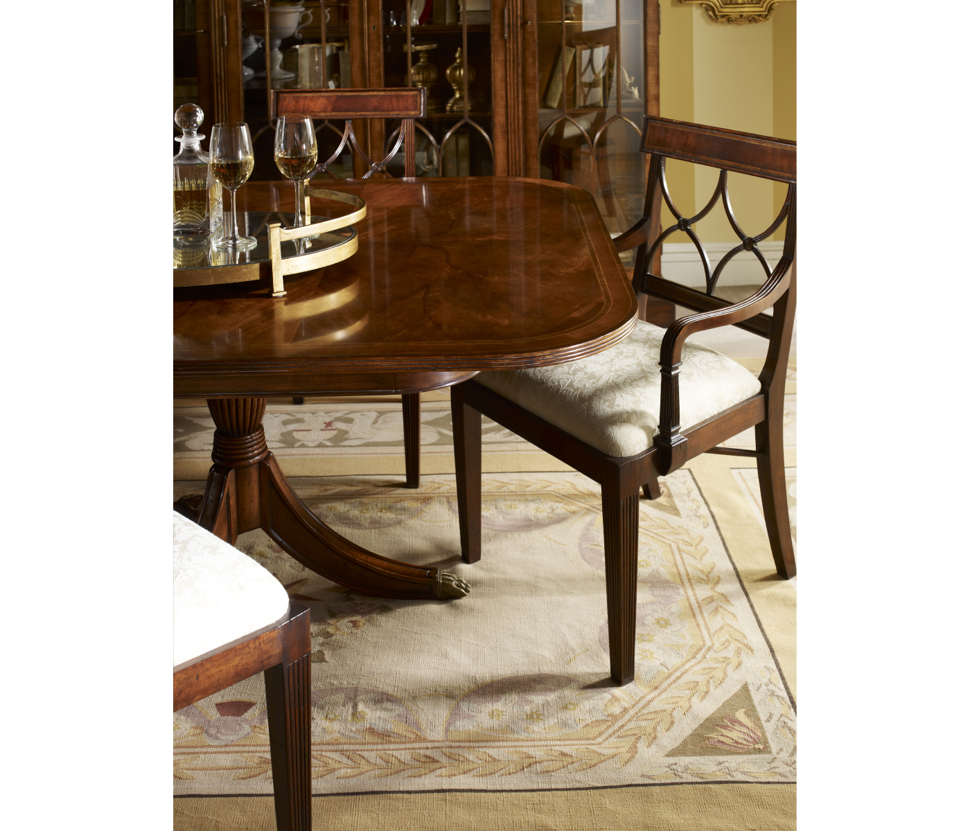 Regency Crotch Walnut Curved Back Arm Chair