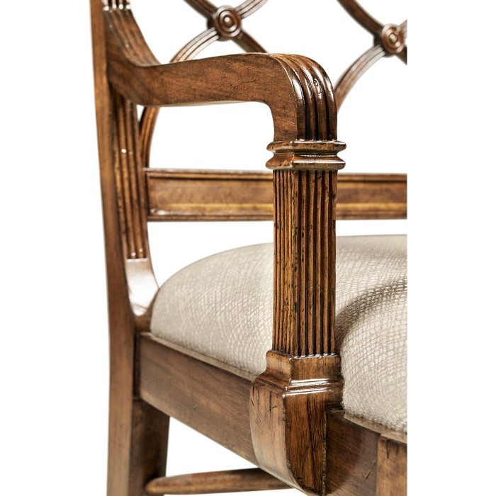 Regency Crotch Walnut Curved Back Arm Chair