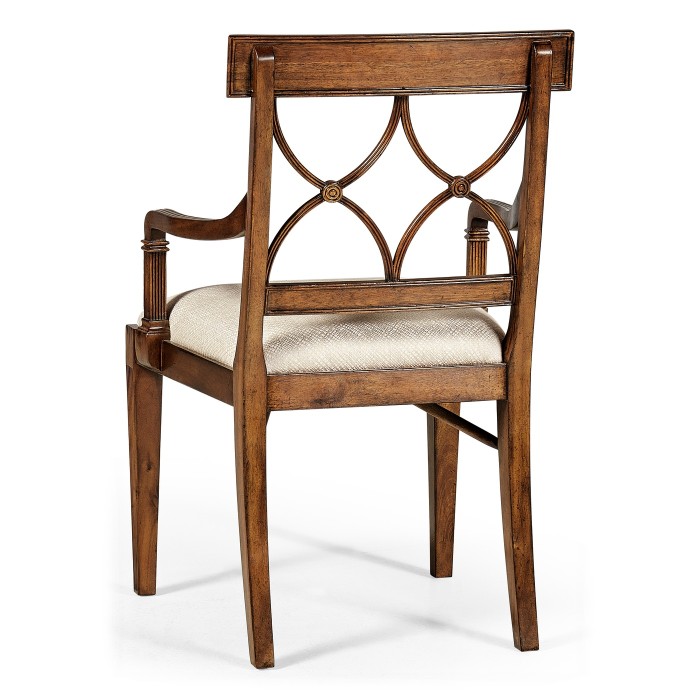 Regency Crotch Walnut Curved Back Arm Chair