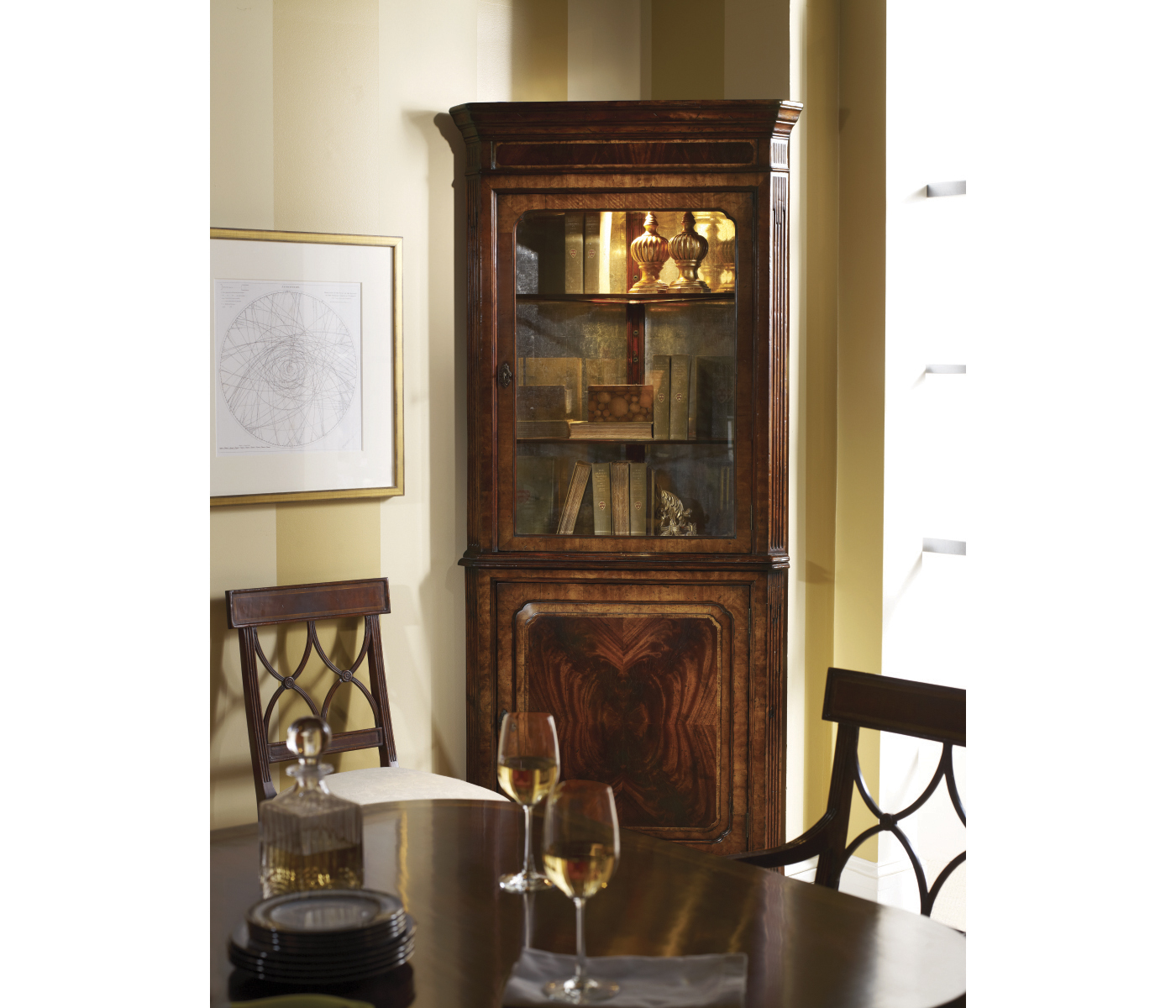 Regency Crotch Walnut Curved Back Arm Chair