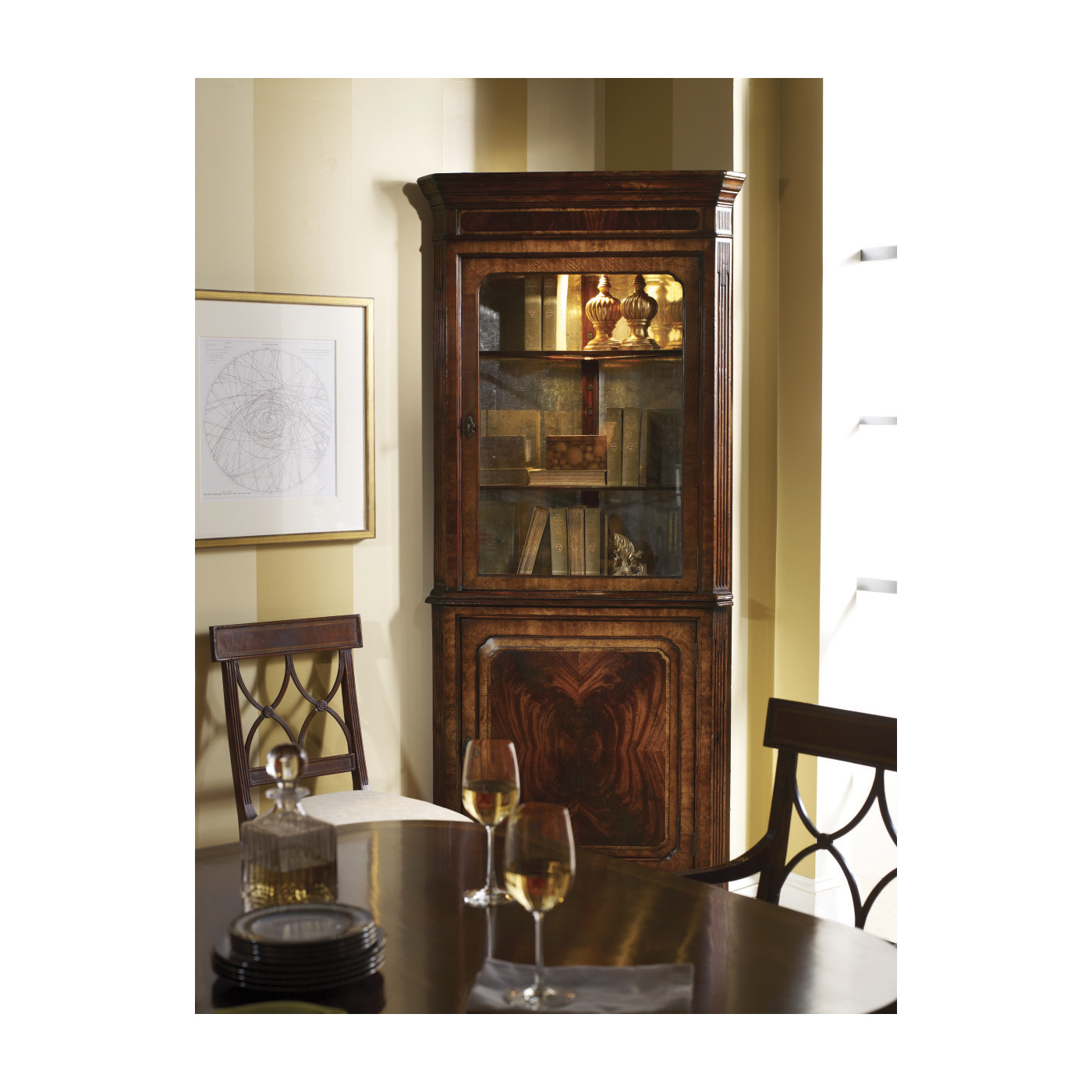 Regency Crotch Walnut Curved Back Arm Chair