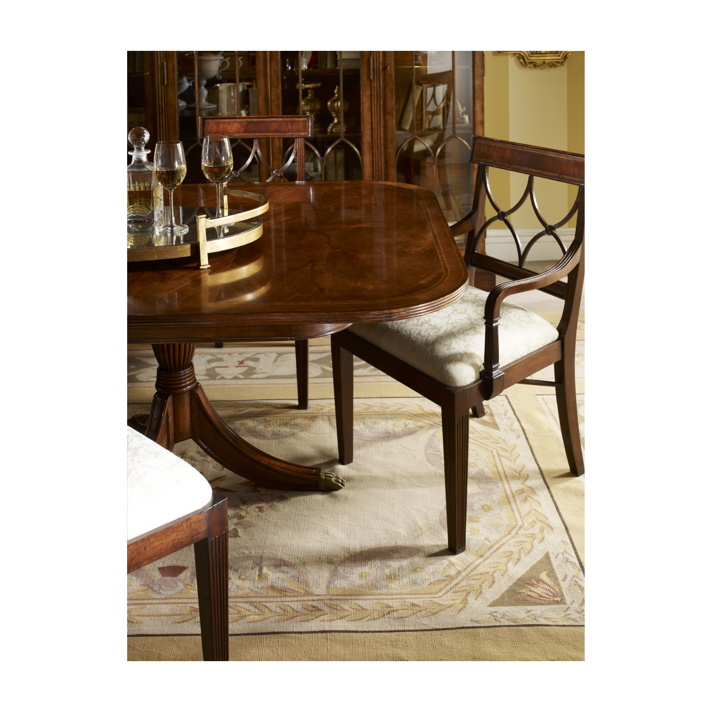 Regency Crotch Walnut Curved Back Arm Chair