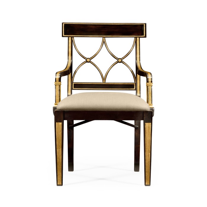 Regency Black Painted Curved Back Arm Chair