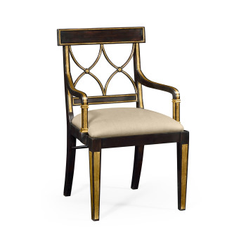Regency Black Painted Curved Back Arm Chair