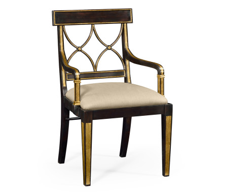 Regency Black Painted Curved Back Arm Chair