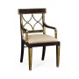 Regency Black Painted Curved Back Arm Chair