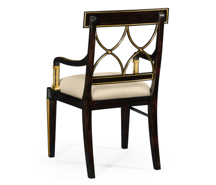 Regency Black Painted Curved Back Arm Chair