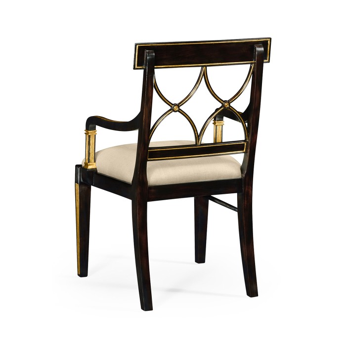 Regency Black Painted Curved Back Arm Chair