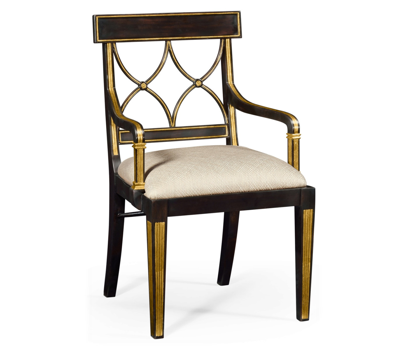 Regency Black Painted Curved Back Arm Chair