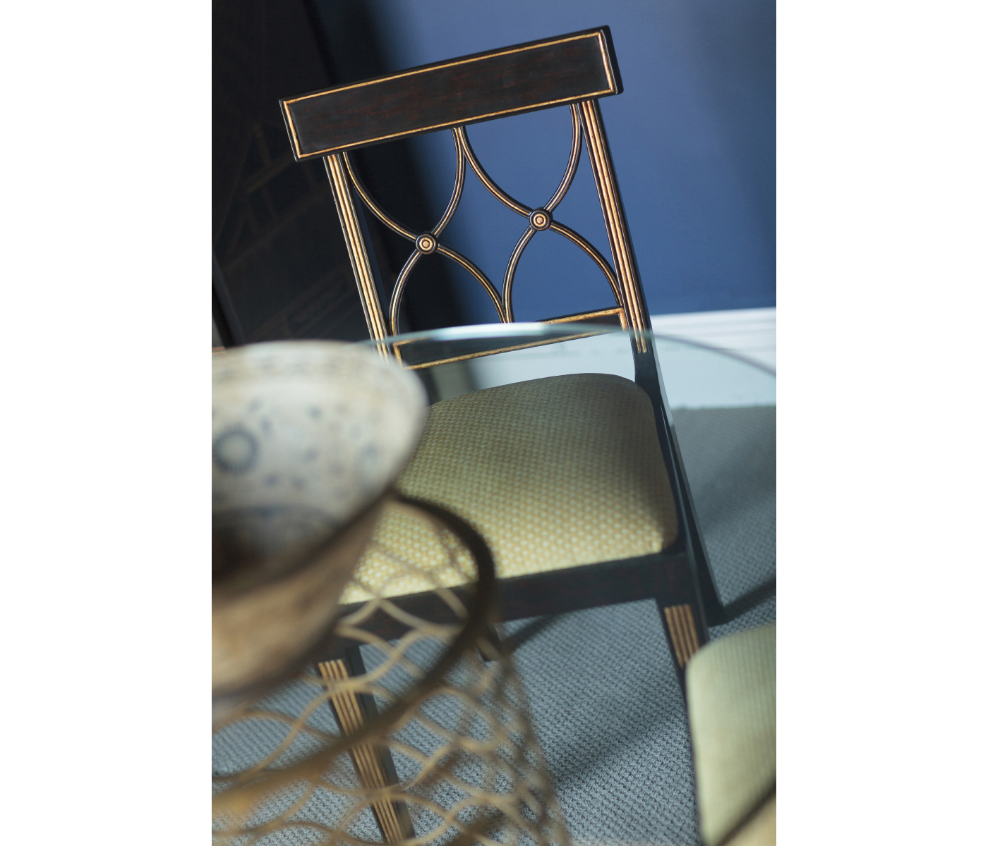 Regency Black Painted Curved Back Side Chair