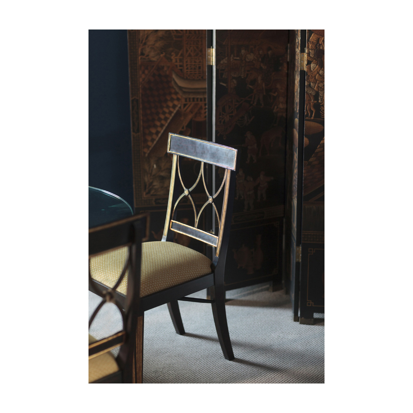 Regency Black Painted Curved Back Side Chair
