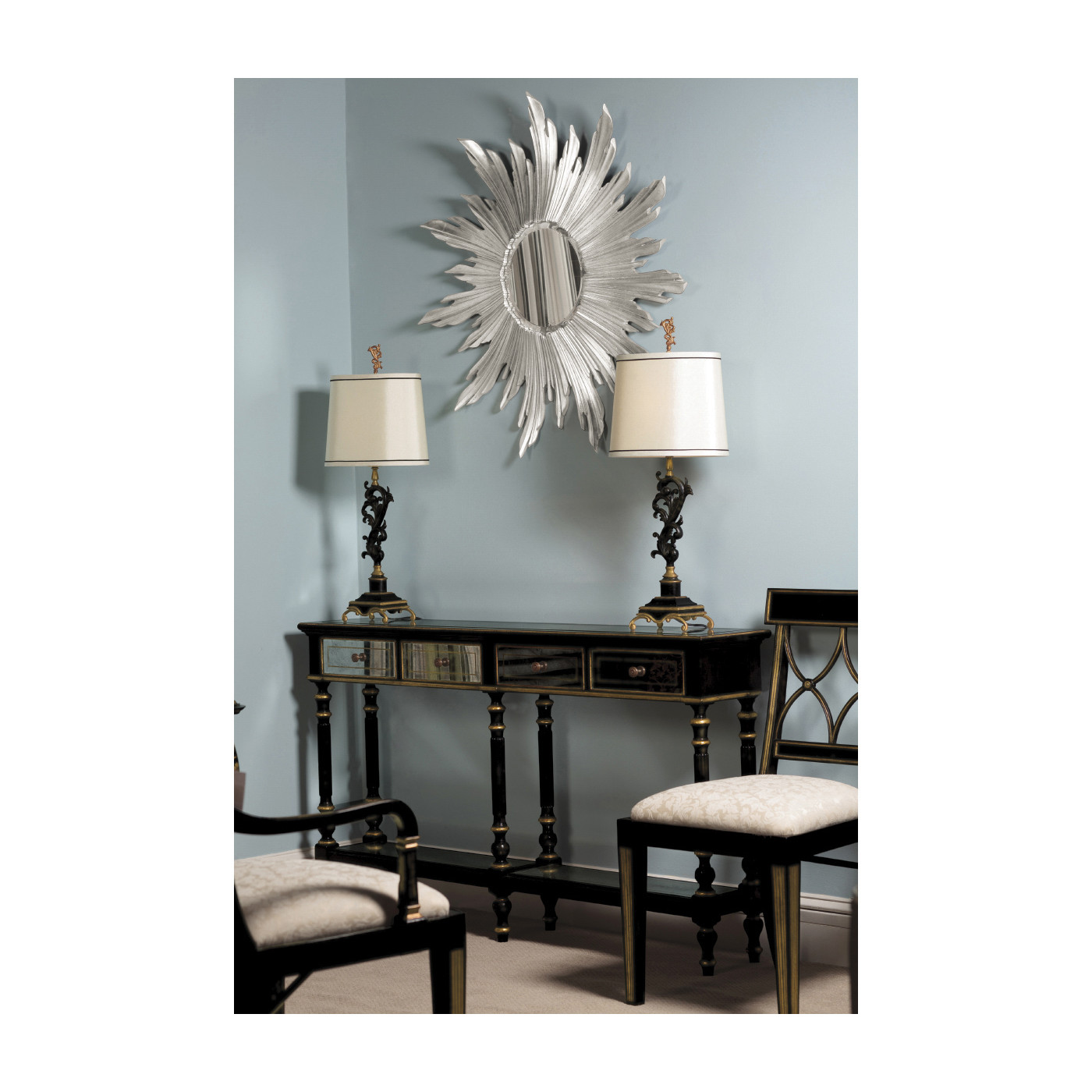 Regency Black Painted Curved Back Side Chair