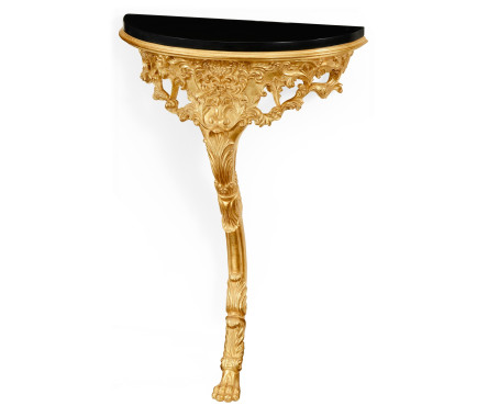 Carved & gilded bracket console (Black marble top)