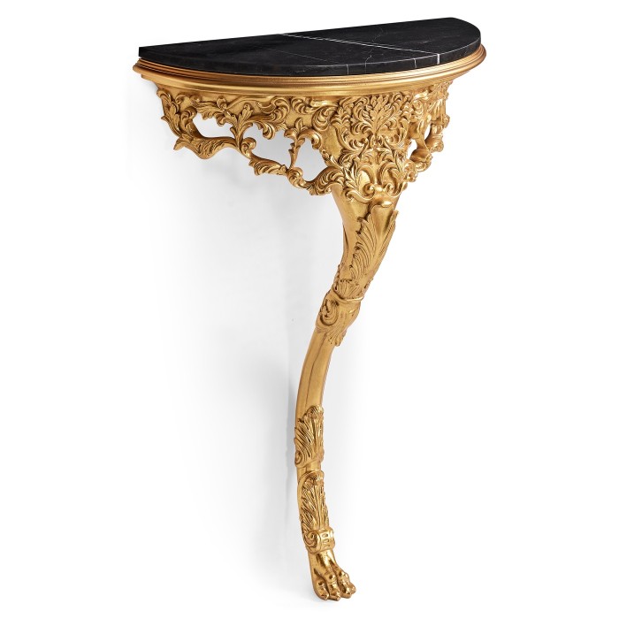 Carved & gilded bracket console (Black marble top)